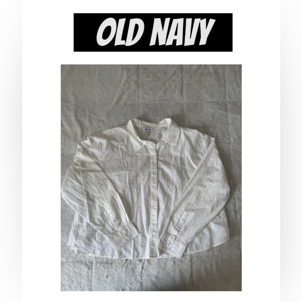 NWT OLD NAVY Cropped Button Down Eyelet Shirt XXL Tall